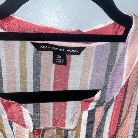 NWT Zac & Rachel woman striped tunic style button v neck top size 2X - Picture 3 of 6